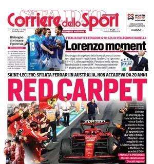 L'apertura del Corriere dello Sport esalta l'Italia e Pellegrini: "Lorenzo moment"