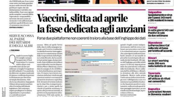 L'Eco di Bergamo: "Vaccini, slitta ad aprile la fase dedicata agli anziani"