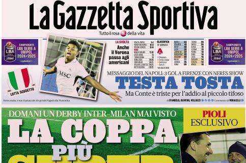 L'apertura de La Gazzetta dello Sport sulla finale Inter-Milan: "La Coppa più super"