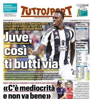 Altro stop per la Juve, Tuttosport titola: "Così ti butti via. Col Parma è un'occasione persa"