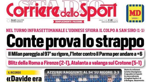 Corriere dello Sport in apertura: "Atalanta a valanga sul Crotone"