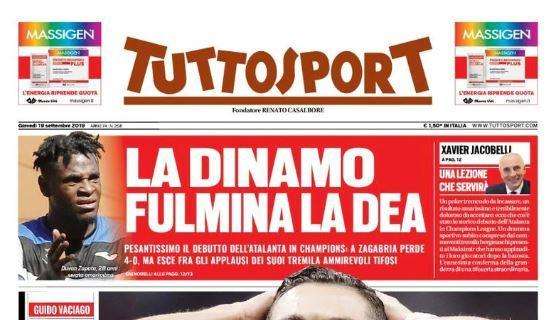 L'apertura di Tuttosport: "La Dinamo fulmina la Dea".