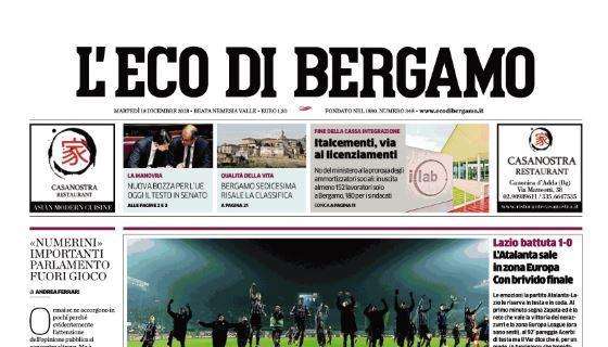 L'Eco di Bergamo: "L'Atalanta in zona Europa. Con brivido finale"