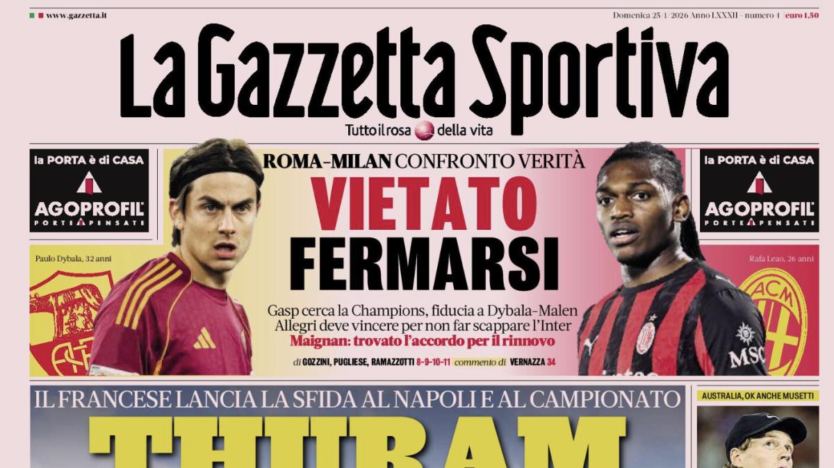 PRIMA PAGINA - La Gazzetta Sportiva: "Thuram «Dai Juve vinco con te»"