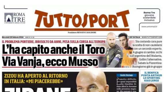 Tuttosport in prima pagina: "Zidane fa sognare il popolo Juve"