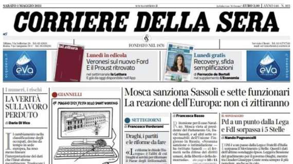 PRIME PAGINE - Le aperture dei quotidiani nazionali di sabato 1 maggio 
