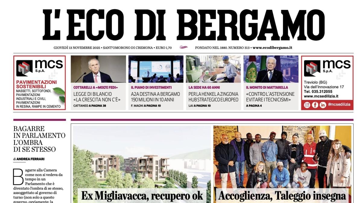 PRIMA PAGINA - L'Eco di Bergamo: "Atalanta, primo allenamento per Palladino"