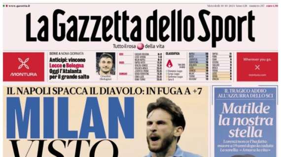 Il Napoli batte il Milan 0-2. L'apertura de La Gazzetta dello Sport: "Milan, visto Conte?"