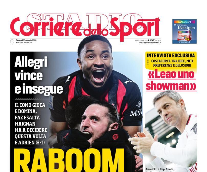  PRIMA PAGINA - Corriere dello Sport: "Raboom"