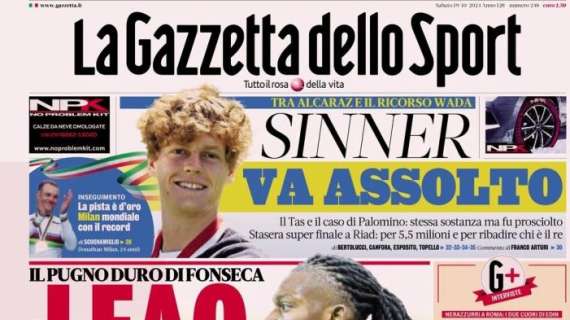 Pugno duro Fonseca, La Gazzetta dello Sport in apertura: "Leao, sei fuori"