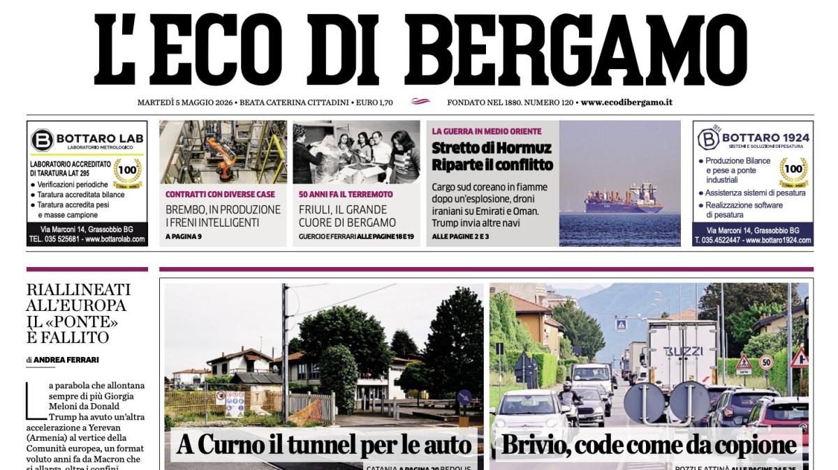 PRIMA PAGINA - L'Eco di Bergamo: "L'anniversario: Gli ottanta anni del Totocalcio. Il sogno del 13!"