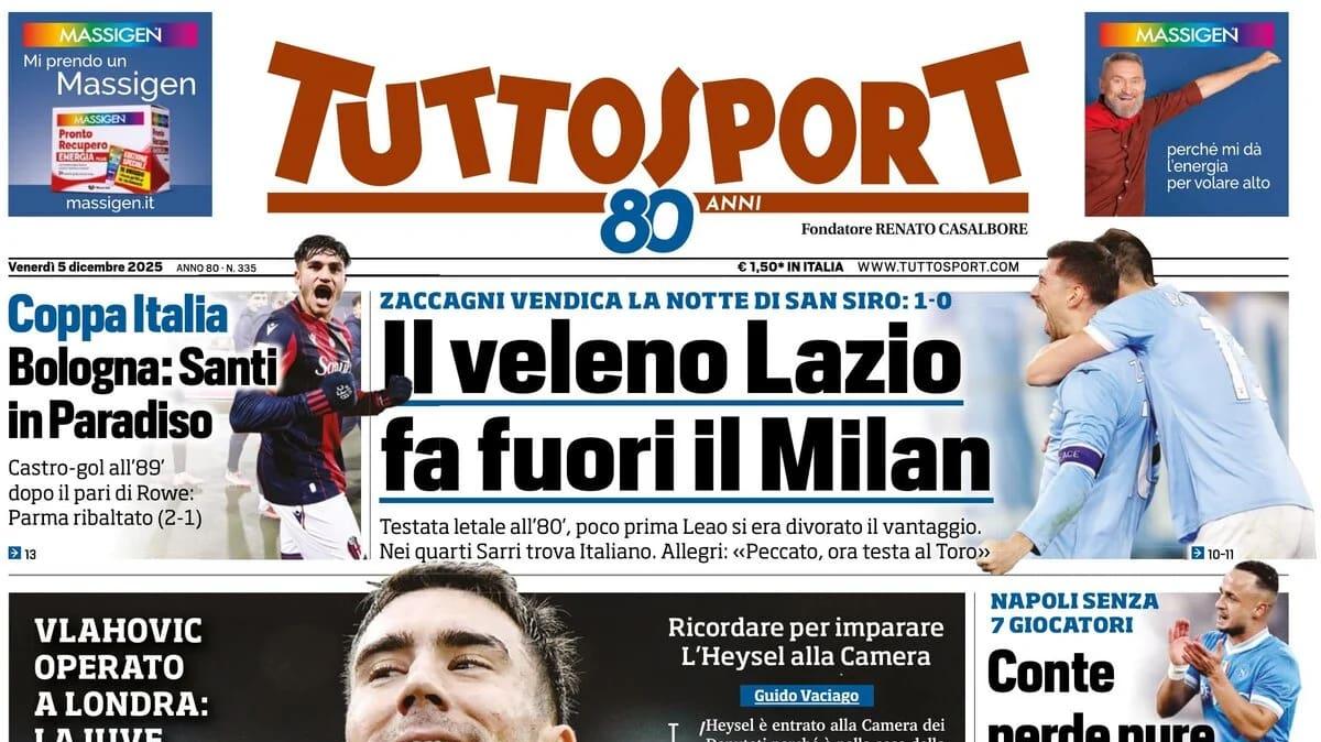 PRIMA PAGINA - Tuttosport: "Gran finale con Dusan" e i verdetti di Coppa