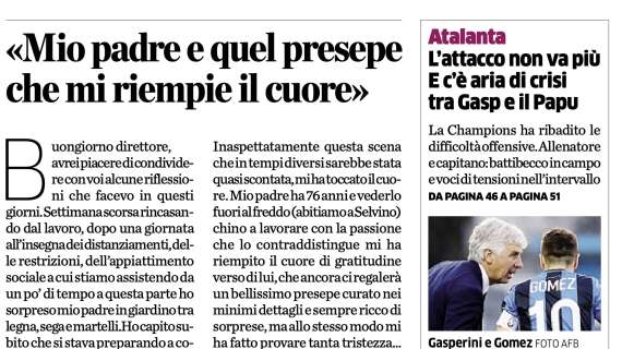 L'Eco di Bergamo sull'Atalanta: "L’attacco non va più. E c’è aria di crisi tra Gasp e il Papu"