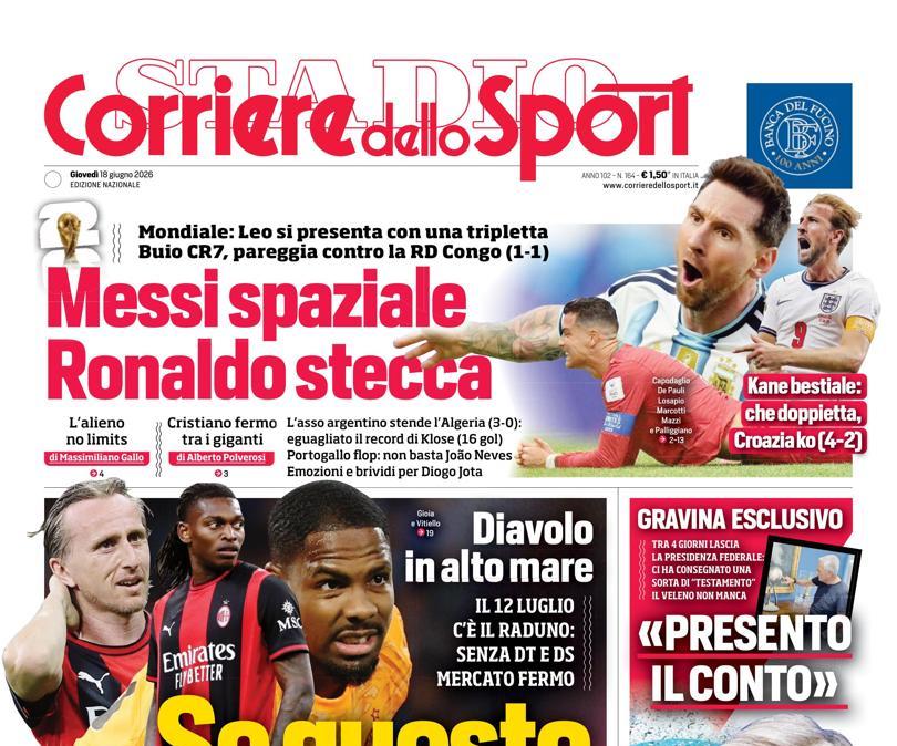 PRIMA PAGINA - Corriere dello Sport: "Se questo è il Milan"