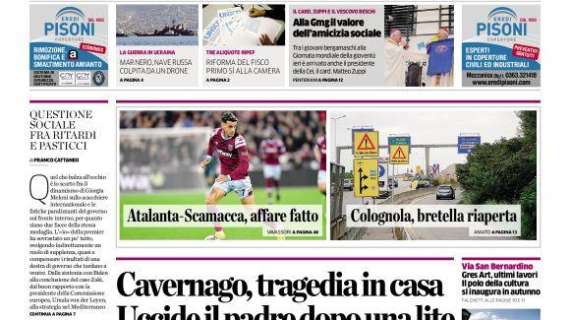 PRIMA PAGINA - L'Eco di Bergamo: "Atalanta-Scamacca, affare fatto"