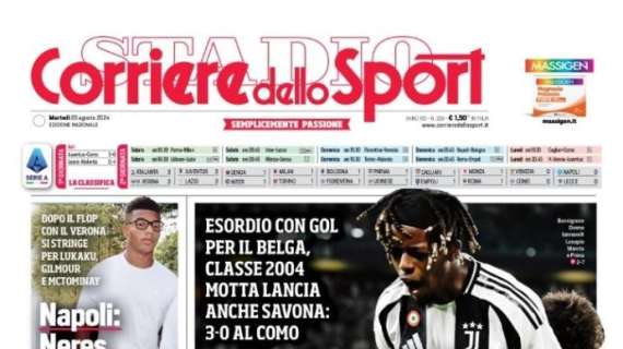 La prima pagina del Corriere dello Sport così sulla Juventus: "Thiago gen"