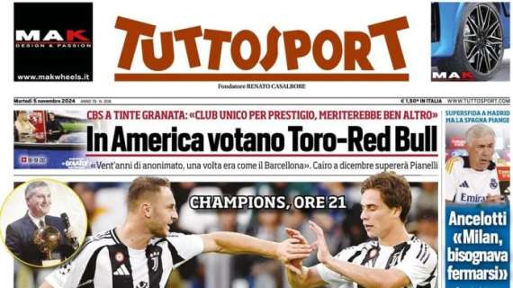 Tuttosport in apertura con il presidente del Lille Letang: "Juve Real con Motta"