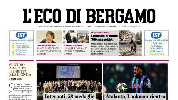 PRIMA PAGINA - L’Eco di Bergamo: "Atalanta, Lookman rientra"
