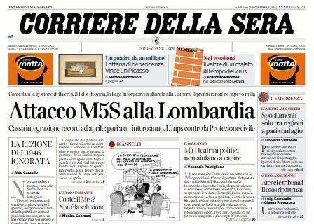 Corriere della Sera: "Attacco M5S alla Lombardia"