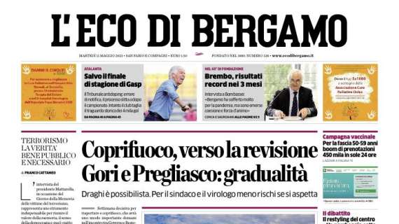 L'apertura de L’Eco di Bergamo: “Coprifuoco, verso la revisione”