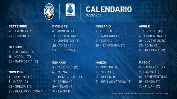Serie A 2020/21, il calendario dell'Atalanta: partenza tosta per la Dea 