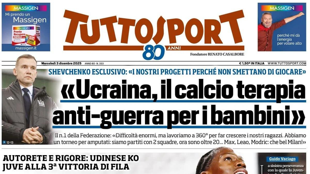 PRIMA PAGINA - Tuttosport: "Juve col vento in Coppa. Atalanta, il tabellone ti aspetta"