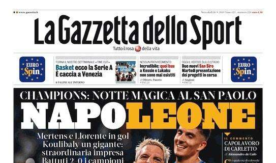 L'apertura de La Gazzetta dello Sport: "Juve e Atalanta voi" 
