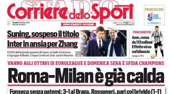 Corriere dello Sport in apertura: "Roma-Milan è già calda"