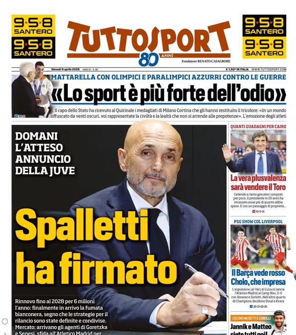 PRIMA PAGINA - TuttoSport: "Spalletti ha firmato"