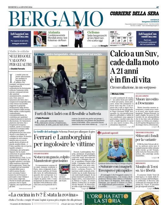 PRIMA PAGINA - Corriere di Bergamo: "Condizione ed età: Mondiali, stress-test Kolasina -de Roon"