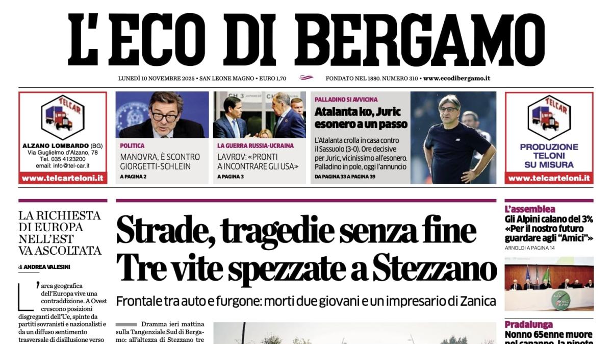 PRIMA PAGINA - L'Eco di Bergamo: "Atalanta ko, Juric esonero a un passo"