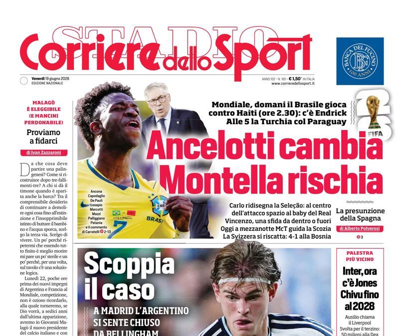 PRIMA PAGINA - Corriere dello Sport: "Occhio a Paz"