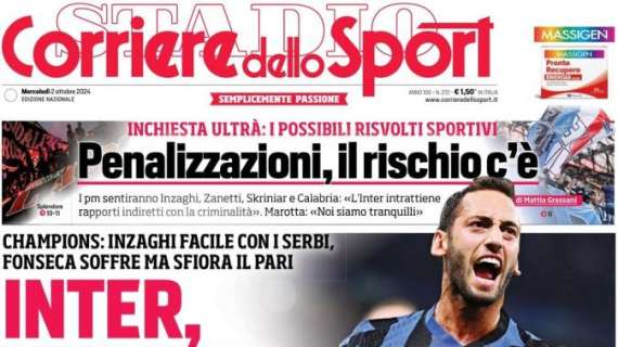 La prima pagina del Corriere dello Sport apre stamani: "Inter, un'altra stella"