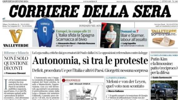 Euro 2024, Italia all'esame Spagna. Il CorSera in prima pagina: "Scamacca al bivio"