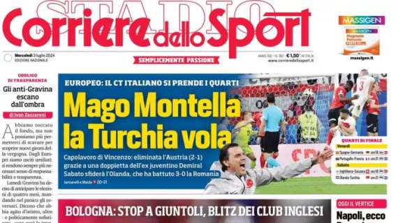 La prima pagina del Corriere dello Sport titola così su Calafiori: "E se ne va"
