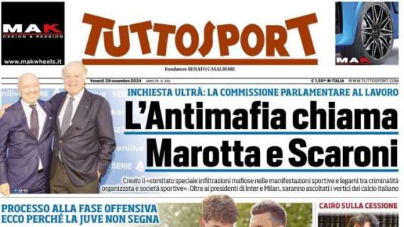 Tuttosport in apertura: "Motta, fuori i gol!". Ecco perché la Juve non segna