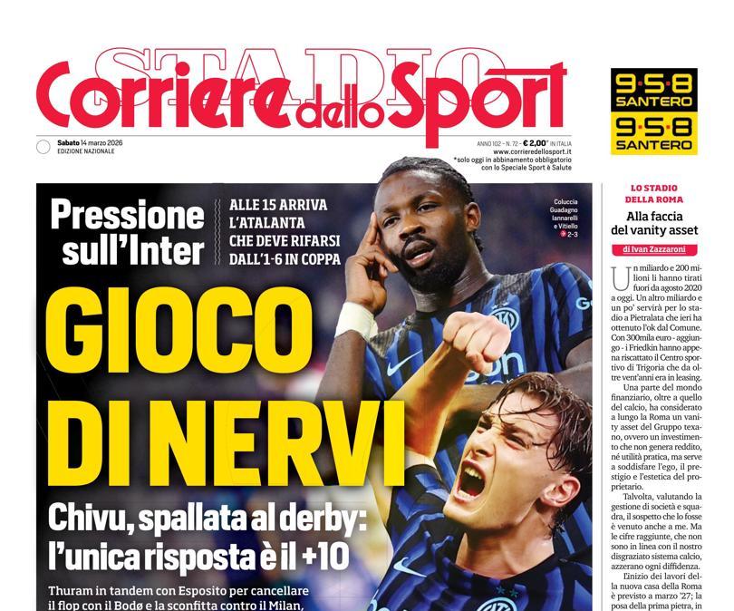 PRIMA PAGINA - Corriere dello Sport: "Gioco di nervi"