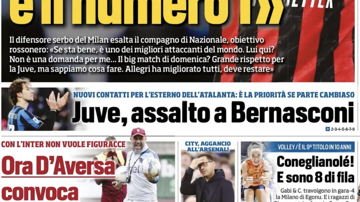 PRIMA PAGINA - Tuttosport: "Juve, assalto a Bernasconi dell'Atalanta"