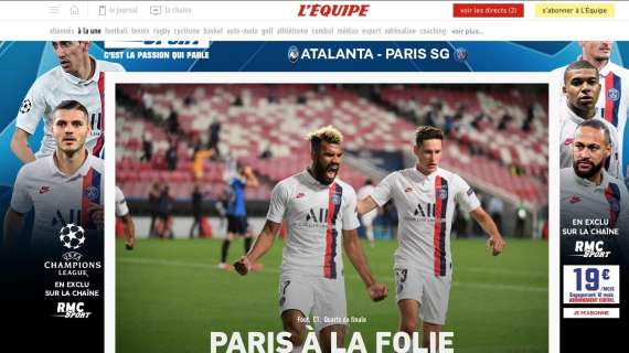 Atalanta-PSG 1-2, l'apertura de L'Equipe: "Paris alla follia"