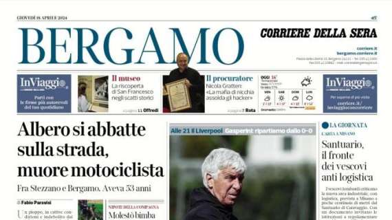 Il Corriere di Bergamo sull'Atalanta col Liverpool: "Quanto vale una notte così"