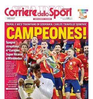 Il Corriere dello Sport apre con la vittoria della Spagna a Euro 2024: "Campeones!"