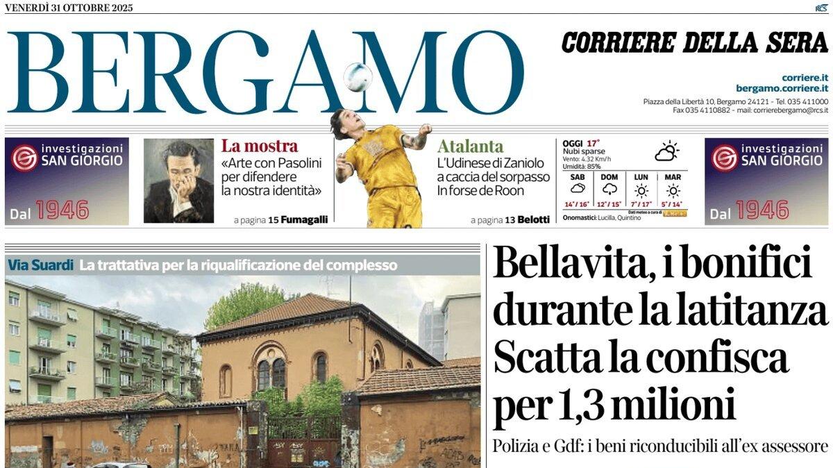 PRIMA PAGINA - Corriere di Bergamo: "L’Udinese di Zaniolo a caccia del sorpasso. In forse de Roon"