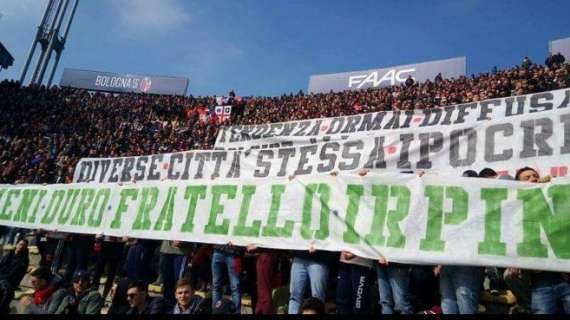 "Tieni duro fratello irpino": la solidarietà dei tifosi del Bologna nei confronti dei supporter biancoverdi