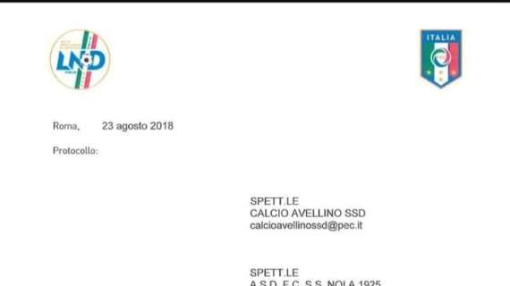 UFFICIALE - Rinviata a data da destinarsi Avellino-Nola