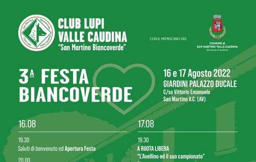 Festa Biancoverde a San Martino Valle Caudina: stasera ospite una delegazione dell'Avellino