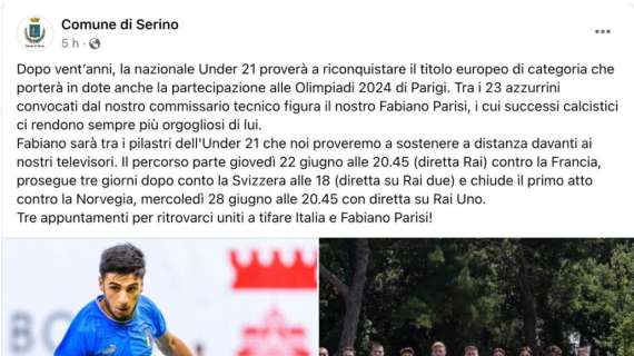 Il Comune di Serino si prepara a sostenere Parisi agli Europei Under 21