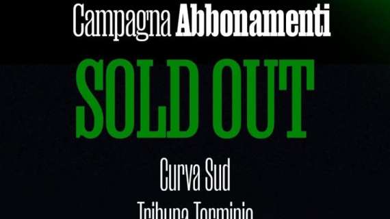 Avellino, campagna abbonamenti: sold-out le disponibilità della Curva Sud e Tribuna Terminio