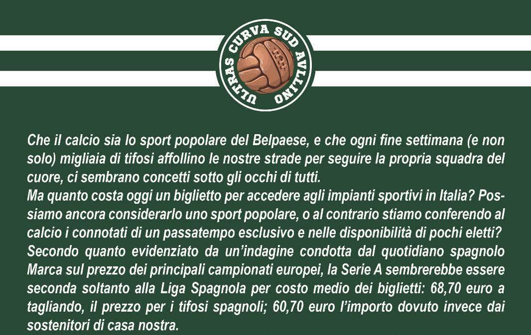 Il comunicato della Curva Sud: "Il calcio è della gente. Ma i fatti dicono altro. All'US Avellino chiediamo..."