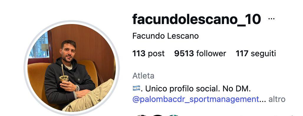 Lescano modifica la foto profilo su Instagram: indizio di mercato?