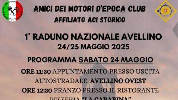 Avellino, il 24 e 25 maggio I° Raduno Nazionale dei Motori d'epoca